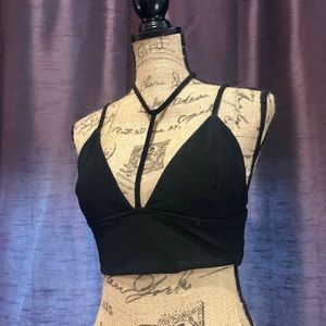 Black Strappy Crop Top Size Small